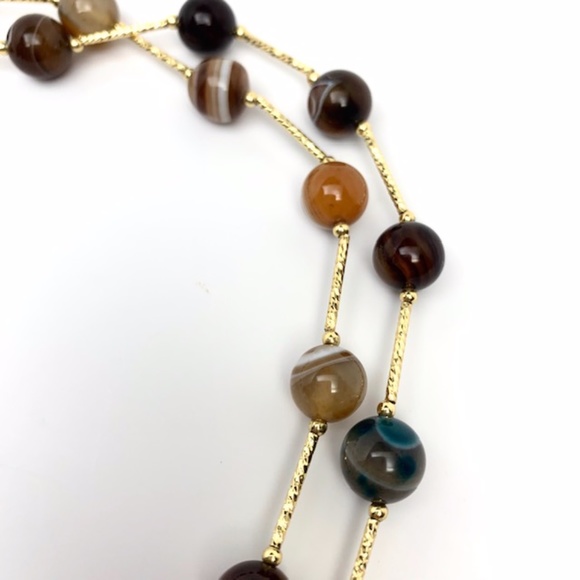 SJ PEARL NATURAL AGATES GEMSTONE FASHION NECKLACE - Picture 11 of 15